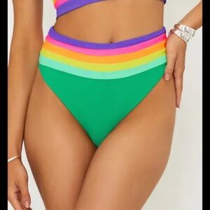 New Beach Riot Millie Colorblock High Waist Bikini Bottom